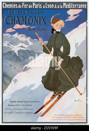 Sports d'hiver. Chamonix (Mont-Blanc) de Abel Faivre (1867-1945). Affiche publiée en 1905 en France. Banque D'Images