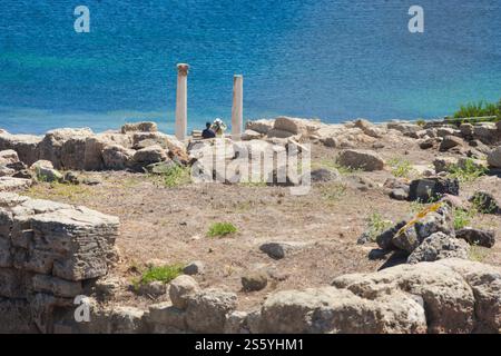 Zone archéologique de Tharros, San Giovanni di Sinis, Sardaigne, Italie. Banque D'Images