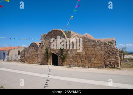 Église du cinquième siècle de San Giovanni di Sinis - Cabras, Sardaigne, Italie Banque D'Images