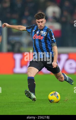 Bergame, Italie du Nord - mardi 14 janvier 2025. AtalantaÕs Matteo Ruggeri pendant le match de Serie A entre Atalanta et Juventus au stade Gewiss à Bergame, Italie du Nord - mardi 14 janvier 2025. Sport - Soccer . (Photo de Spada/Lapresse) crédit : LaPresse/Alamy Live News Banque D'Images