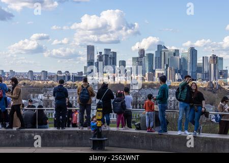Horizon de Londres : Canary Wharf vu de Greenwich Banque D'Images