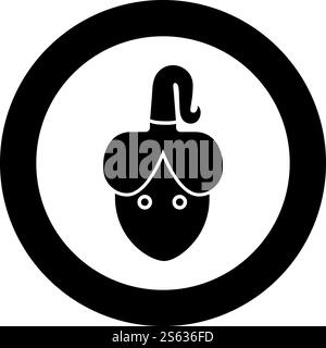 Tête de femme avec le visage de faux dans l'icône avant en cercle rond noir illustration vectorielle de couleur noire style plat image simple. Tête de femme avec le visage de faux dans l'icône avant en cercle rond noir illustration vectorielle de couleur noire image de style plat Illustration de Vecteur