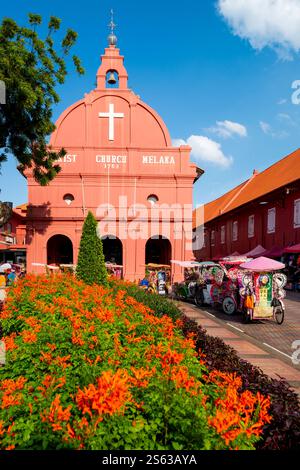 Extérieur de l'Église du Christ à Malacca, Malaisie, Asie Banque D'Images