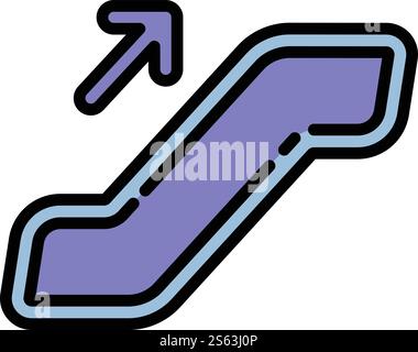 Icône de montée en hauteur de l'escalier roulant. Contour se déplaçant vers le haut icône de vecteur d'escalator pour la conception de Web isolé sur fond blanc. Icône d'escalier roulant, style de contour Illustration de Vecteur