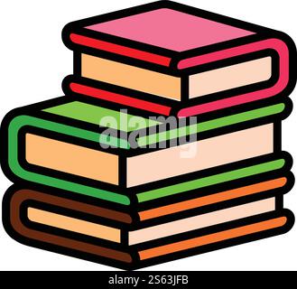 Icône pile de livres. Contour pile d'icône vectorielle de livres pour la conception Web isolé sur fond blanc. Icône pile de livres, style de contour Illustration de Vecteur