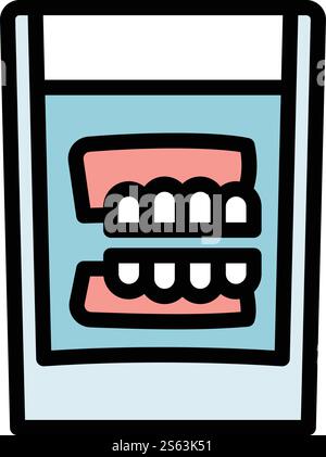 Fausse mâchoire dans l'icône en verre. Contour fausse mâchoire dans l'icône de vecteur de verre pour la conception de Web isolé sur fond blanc. Fausse mâchoire dans l'icône en verre, style de contour Illustration de Vecteur