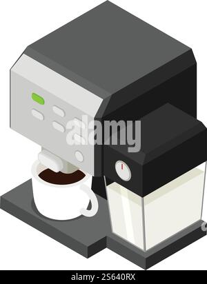 Icône de machine à café de bureau. Isométrique de l'icône vectorielle de machine à café de bureau pour la conception de Web isolé sur fond blanc. Icône de machine à café de bureau, style isométrique Illustration de Vecteur