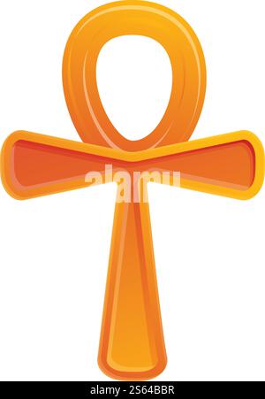 Icône ankh dorée. Dessin animé de l'icône de vecteur ankh or pour la conception Web isolé sur fond blanc. Icône d'or ankh, style de bande dessinée Illustration de Vecteur
