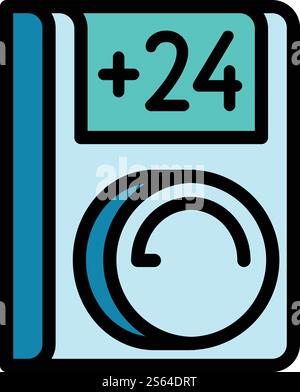 Icône de commande à distance de la conditionneuse. Icône vectorielle de contrôle à distance du conditionneur de contour pour la conception de Web isolé sur fond blanc. Icône de télécommande conditionneuse, style de contour Illustration de Vecteur