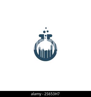 Conception du logo vectoriel de laboratoire de construction. Bâtiment avec logo de symbole de test de tube. Illustration de Vecteur