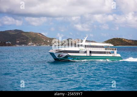 Virgin Gorda, BVI - 21 mars 2018 : Road Town Fast Ferry entre Tortola et Virgin Gorda. Banque D'Images