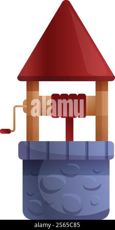 Icône de puits d'eau rustique. Dessin animé de l'icône de vecteur de puits d'eau rustique pour la conception de Web isolé sur fond blanc. Icône de puits d'eau rustique, style de bande dessinée Illustration de Vecteur