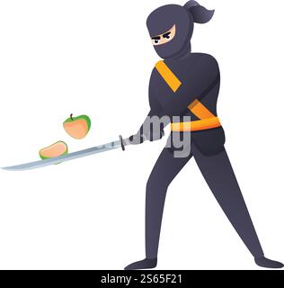 Icône d'assassin japonais. Dessin animé de l'icône de vecteur assassin japonais pour la conception de Web isolé sur fond blanc. Icône d'assassin japonais, style de dessin animé Illustration de Vecteur