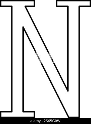 Nu symbole grec lettre majuscule majuscule icône contour noir couleur vectorielle illustration style plat image simple. Nu symbole grec lettre majuscule majuscule icône contour noir couleur vectorielle illustration de style plat Illustration de Vecteur