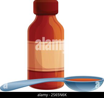 Cuillère à café d'icône de sirop contre la toux. Dessin animé de l'icône vectorielle de sirop de toux de cuillère à café pour la conception Web isolé sur fond blanc. Cuillère à café icône de sirop contre la toux, style de dessin animé Illustration de Vecteur