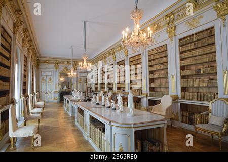 Bibliothèque, Biblioteket, château de Drottningholm, municipalité d'Ekeroe, province de Stockholms laen, Suède, Europe Banque D'Images