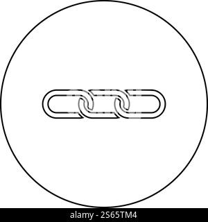 Maillons de chaîne icône de verrouillage dans le cercle contour rond noir illustration vectorielle de couleur noire style plat image simple. Maillons de chaîne icône de verrouillage dans le cercle contour rond noir illustration vectorielle de couleur noire image de style plat Illustration de Vecteur