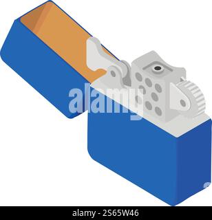 Icône d'allume-carburant. Isométrique de l'icône de vecteur plus léger d'essence pour la conception de Web isolé sur fond blanc. Icône de briquet à essence, style isométrique Illustration de Vecteur