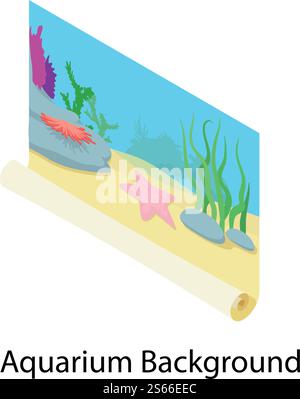 Icône d'arrière-plan aquarium. Isométrique de l'icône de vecteur de fond d'aquarium pour la conception de Web isolé sur fond blanc. Icône de fond d'aquarium, style isométrique Illustration de Vecteur
