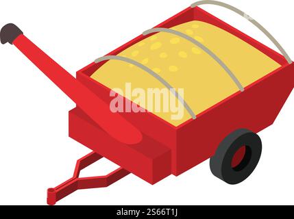 Icône de remorque de récolte. Isométrique de l'icône de vecteur de remorque de grain de récolte pour la conception de Web isolé sur fond blanc. Icône de remorque de grain de récolte, style isométrique Illustration de Vecteur
