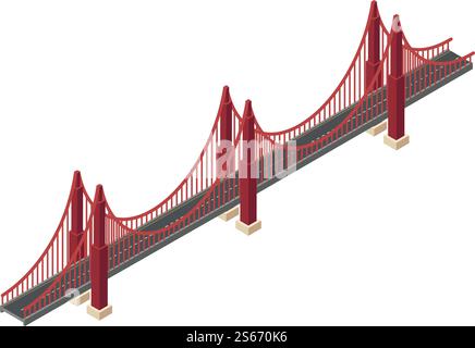 Icône de pont métallique rouge. Isométrique de l'icône de vecteur de pont de fil rouge pour la conception de Web isolé sur fond blanc. Icône de pont de fil rouge, style isométrique Illustration de Vecteur