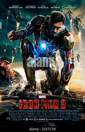 Iron Man 3 (2013) réalisé par Shane Black et mettant en vedette Robert Downey Jr., Guy Pearce et Gwyneth Paltrow. Les choses deviennent personnelles quand Tony Stark est ciblé par le mandarin malveillant. Photographie d'une affiche originale américaine d'une feuille de 2013 ***USAGE ÉDITORIAL SEULEMENT***. Crédit : BFA / Walt Disney Studios Banque D'Images