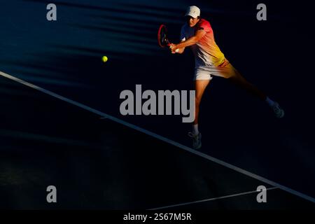 Melbourne, Australie, 16 janvier 2025. Joao Fonseca (BRA) lors de l'Open d'Australie de tennis 2025 au Melbourne Park. (Photo de Frank Molter) / usage éditorial seulement! Banque D'Images