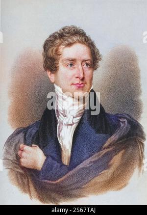 Sir Robert Peel, 2. Baronnet, 1788-1850. Britischer Premierminister (1834-35, 1841-46) und Gründer der Konservativen Partei, der für die Aufhebung der Getreidegesetze (1846) verantwortlich War, die die Einfuhr von Getreide beschränkten., Historisch, digital restaurierte Reproduktion von einer Vorlage aus dem 19. Jahrhundert, date du dossier non précisée Banque D'Images