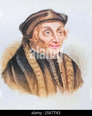 Desiderius Erasmus Roterodamus, auch bekannt als Desiderius Erasmus von Rotterdam, geboren zwischen 1466 und 1469, gestorben 1536. Niederländischer Humanist der Renaissance und katholischer christlicher Theologe. AUS dem Buch Crabbes Historical Dictionary, erschienen 1825., Historisch, digital restaurierte Reproduktion von einer Vorlage aus dem 19. Jahrhundert, date du dossier non précisée Banque D'Images