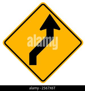 Signes d'avertissement Double courbe, d'abord à droite sur fond blanc Illustration de Vecteur