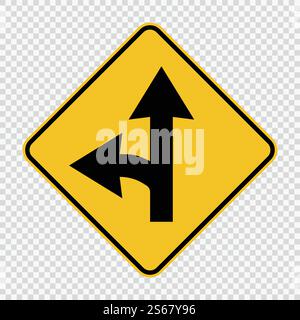 Tourner à gauche le signe de fractionnement sur fond transparent, illustration vectorielle Illustration de Vecteur