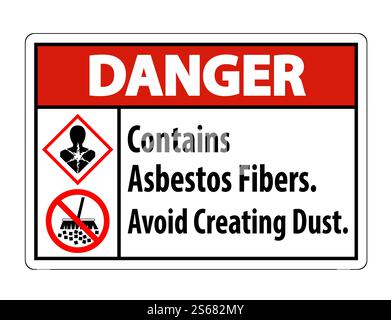L'étiquette de danger contient des fibres d'amiante, éviter de créer de la poussière Illustration de Vecteur