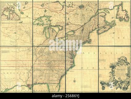 Une carte des dominions britanniques et français en Amérique du Nord avec les routes, les distances, les limites et l'étendue des colonies, humblement inscrite au très honorable comte de Halifax, et à l'autre très honorable The Lords Commissioners for Trade & plantations, 1755 par Mitchell John, Kitchin Thomas, Millar Andrew Banque D'Images