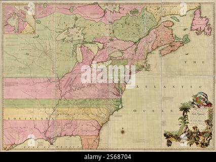 Une carte des dominions britanniques et français en Amérique du Nord, avec les routes, les distances, les limites et l'étendue des colonies, humblement inscrite au très honorable comte de Halifax, et à l'autre très honorable The Lords Commissioners for Trade & plantations, 1755 par Mitchell John, Kitchin Thomas, Millar Andrew Banque D'Images