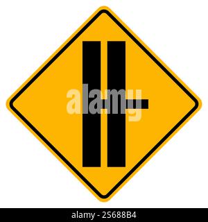 Panneaux d'avertissement intersection de l'autoroute devant et route de circulation T-Junction sur fond blanc Illustration de Vecteur