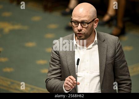 Bruxelles, Belgique. 16 janvier 2025. Steven Coenegrachts de Open VLD photographié lors d'une session plénière de la Chambre au Parlement fédéral à Bruxelles le jeudi 16 janvier 2025. BELGA PHOTO DIRK WAEM crédit : Belga News Agency/Alamy Live News Banque D'Images