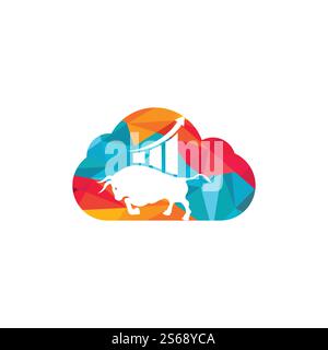 Logo de taureau financier. Graphique de commerce, logo de finance. Icône du logo de productivité d'entreprise dans la barre de graphique de la finance économique. Illustration de Vecteur