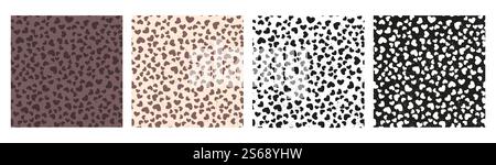 Coeurs Ditsy noirs et blancs et motifs sans couture de texture grunge Illustration de Vecteur