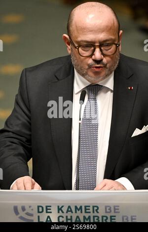 Bruxelles, Belgique. 16 janvier 2025. Le ministre des Affaires étrangères sortant Bernard Quintin photographié lors d’une séance plénière de la Chambre au Parlement fédéral à Bruxelles le jeudi 16 janvier 2025. BELGA PHOTO DIRK WAEM crédit : Belga News Agency/Alamy Live News Banque D'Images