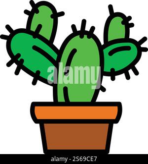 Icône de pot de cactus. Icône vectorielle de pot de cactus pour la conception Web isolé sur fond blanc. Icône de pot de cactus, style de contour Illustration de Vecteur