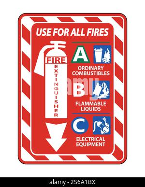 Extincteur à utiliser sur tous les incendies panneau isoler sur fond blanc, illustration vectorielle Illustration de Vecteur