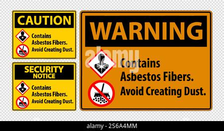 L'étiquette contient des fibres d'amiante, éviter de créer de la poussière Illustration de Vecteur