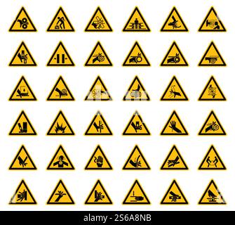 Étiquettes triangulaires de symboles de danger sur fond blanc Illustration de Vecteur