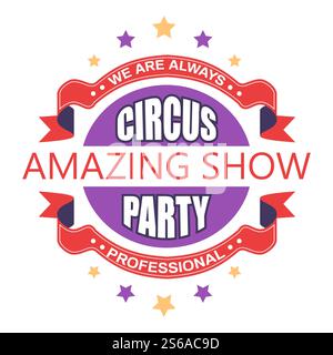 Spectacle de cirque et fête incroyable artistes d'icône isolés et animaux vecteur d'amusement et de divertissement emblème ou logo carnaval ou art Event tricks arène et loisirs de week-end de célébration de vacances d'étape .. Spectacle de cirque incroyable et fête des artistes et des animaux d'icônes isolés Illustration de Vecteur
