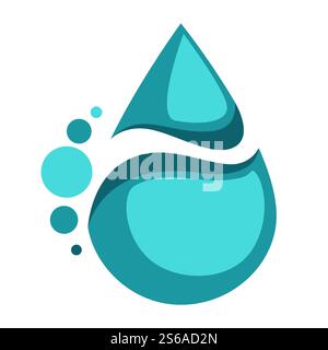 Boisson goutte d'eau isolée icône abstraite étiquette de boisson vecteur fluide ou liquide rafraîchissement et hydratation corporelle minéraux et vitamines dans l'emblème de boisson ou logo goutte de pluie écologie et symbole d'environnement. Étiquette de boisson abstraite à icône isolée de goutte d'eau Illustration de Vecteur