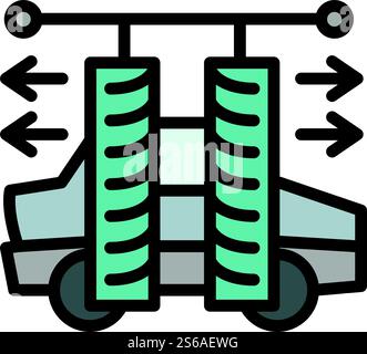 Icône de lavage de brosse de voiture. Icône vectorielle de lavage de brosse de voiture de contour pour la conception de Web isolé sur fond blanc. Icône de lavage de brosse de voiture, style de contour Illustration de Vecteur