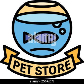 Logo de magasin de poissons pour animaux de compagnie. Logo vectoriel de magasin d'animaux de compagnie de poisson pour la conception de Web isolé sur fond blanc. Logo de magasin d'animaux de compagnie de poisson, style de contour Illustration de Vecteur