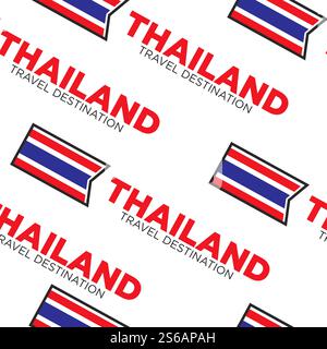 Drapeau national de Thaïlande destination de voyage thaïlandais modèle sans couture vecteur de pays symbole ou héraldique texture sans fin histoire et culture vacances d'été ou vacances papier peint impression voyage et tourisme .. Drapeau national Thaïlande destination de voyage motif sans couture Illustration de Vecteur
