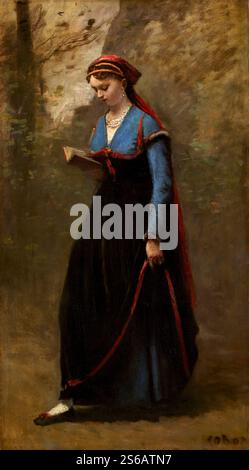Le Reader. Jean-Baptiste-Camille Corot. 1868 Banque D'Images