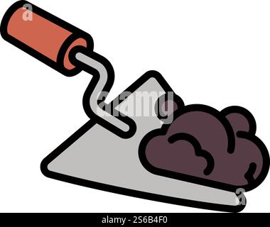 Icône de truelle de maçonnerie. Icône vectorielle de truelle de maçonnerie de contour pour la conception de Web isolé sur fond blanc. Icône de truelle de maçonnerie, style de contour Illustration de Vecteur